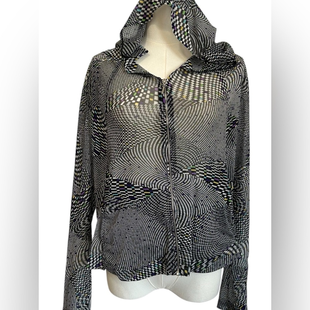 Comfy USA Geometric Print Sheer Hoodie Size Medium Arsty